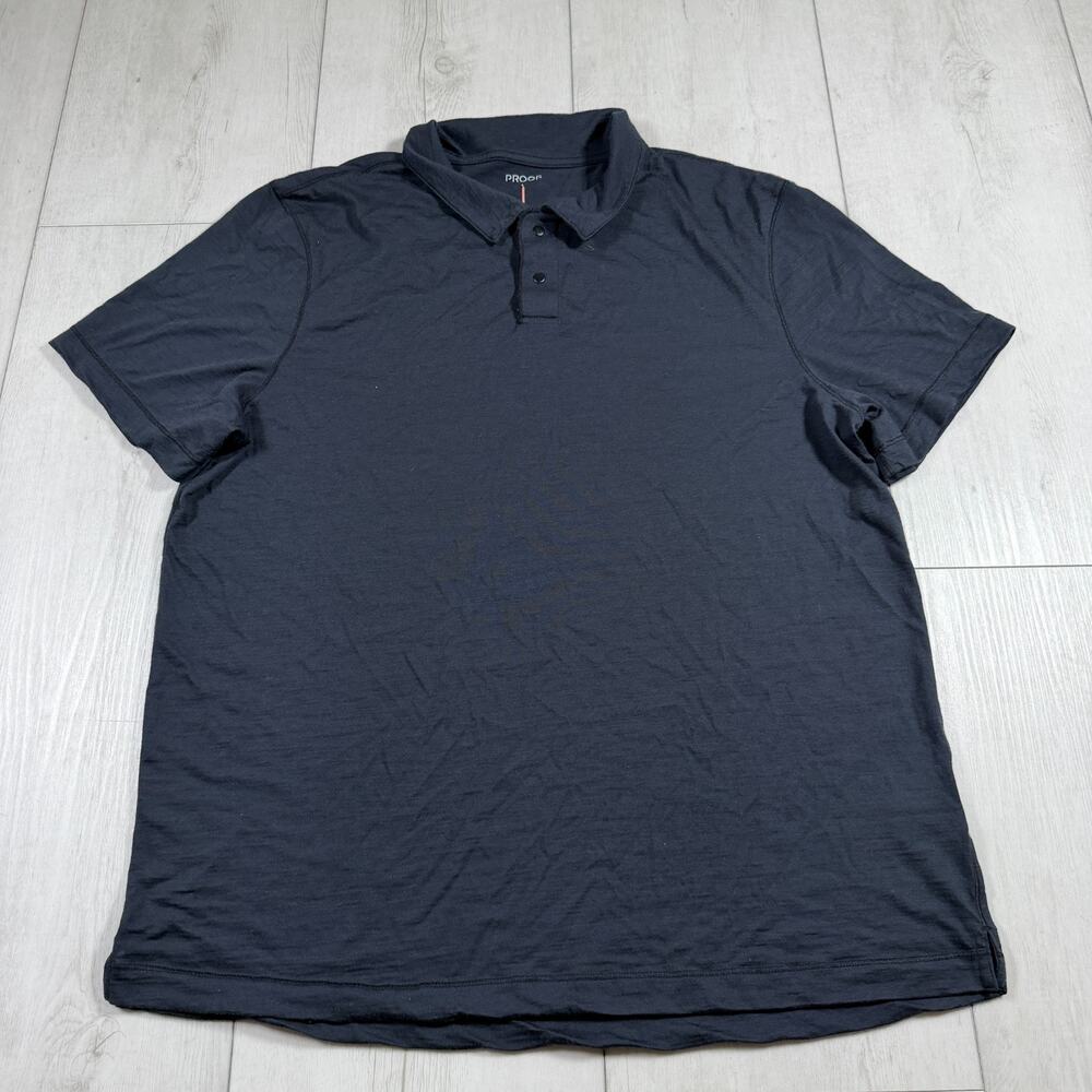 Huckberry Proof Polo Shirt Mens XL Blue Gray Merino Wool Short Sleeve
